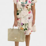 Tamara Vestido de Raso Floral en Capas