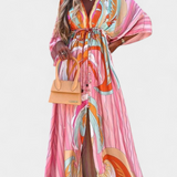 Joelle Vestido Suave Arcoíris con Manga Murciélago