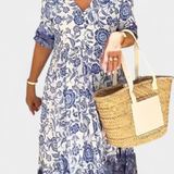 Elcira Vestido Floral con Detalle Bohemio y Escote en V