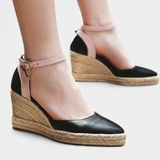 Dominga Sandalias de Cuña Estilo Espadrille con Tiras de Yute al Tobillo