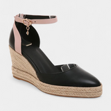 Dominga Sandalias de Cuña Estilo Espadrille con Tiras de Yute al Tobillo