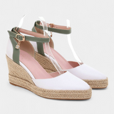 Dominga Sandalias de Cuña Estilo Espadrille con Tiras de Yute al Tobillo