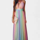 Gretchen Vestido de Rayas Multicolor con Escote en V