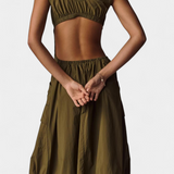 Katana Vestido Midi con Dobladillo de Burbujas y Corsé Ajustado