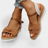 Loura Sandalias de Lona con Lazada y Plataforma Casual