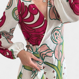 Fana Vestido Cruzado Estampado Floral con Lazo a la Cintura