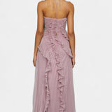 Bia Vestido de Halter con Volantes Plisados