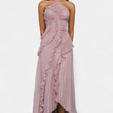 Bia Vestido de Halter con Volantes Plisados