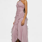 Bia Vestido de Halter con Volantes Plisados