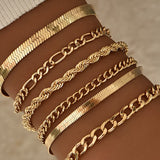 Conjunto de Pulseras de Cadena Cubana de 6 Piezas