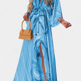 Joelle Vestido Suave Arcoíris con Manga Murciélago