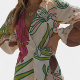 Fana Vestido Cruzado Estampado Floral con Lazo a la Cintura