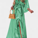 Joelle Vestido Suave Arcoíris con Manga Murciélago