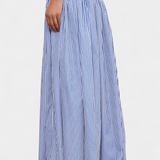 Ippolita Camisa de Cuello Alto a Rayas y Falda de Traje Plisada