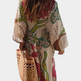 Fana Vestido Cruzado Estampado Floral con Lazo a la Cintura