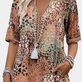 Perla Vestido Boho con Estampado Floral y Detalles en Crochet