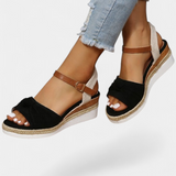 Loura Sandalias de Lona con Lazada y Plataforma Casual