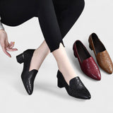 Ângela - Zapatos de tacón de piel vegana suave bordados