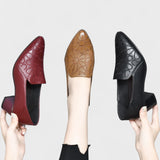 Ângela - Zapatos de tacón de piel vegana suave bordados