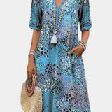 Perla Vestido Boho con Estampado Floral y Detalles en Crochet