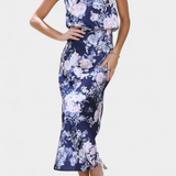Lisa Vestido Maxi Floral con Cuello Halter y Cintura Elástica