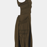 Katana Vestido Midi con Dobladillo de Burbujas y Corsé Ajustado