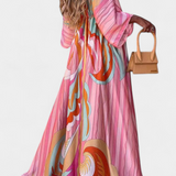 Joelle Vestido Suave Arcoíris con Manga Murciélago