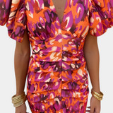 Wibia Vestido Estampado con Mangas Volumen y Fruncido