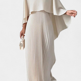 Jane Vestido Maxi de Cuello Alto con Pliegues y Mangas de Volante