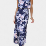 Lisa Vestido Maxi Floral con Cuello Halter y Cintura Elástica