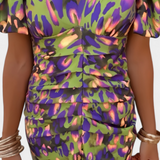 Wibia Vestido Estampado con Mangas Volumen y Fruncido