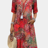 Perla Vestido Boho con Estampado Floral y Detalles en Crochet