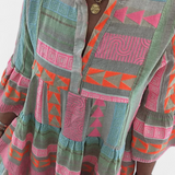 Gina Vestido Boho Bordado con Escote en V
