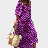 Aroa Vestido Boho con Estampado Artístico y Silueta Fluida
