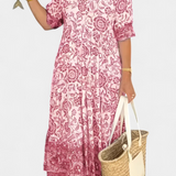 Elcira Vestido Floral con Detalle Bohemio y Escote en V
