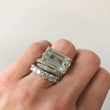 Conjunto vintage de anillos de plata con turquesa de vidrio