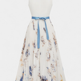 Elise Vestido Midi Sin Mangas con Estampado Floral y Plisado