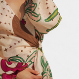 Fana Vestido Cruzado Estampado Floral con Lazo a la Cintura