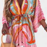Joelle Vestido Suave Arcoíris con Manga Murciélago