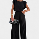 Liora Conjunto de Dos Piezas con Pantalón Plisado de Pierna Ancha