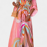 Joelle Vestido Suave Arcoíris con Manga Murciélago