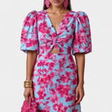 Wibia Vestido Estampado con Mangas Volumen y Fruncido