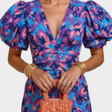 Wibia Vestido Estampado con Mangas Volumen y Fruncido