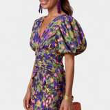 Wibia Vestido Estampado con Mangas Volumen y Fruncido