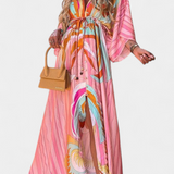 Joelle Vestido Suave Arcoíris con Manga Murciélago
