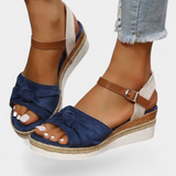 Loura Sandalias de Lona con Lazada y Plataforma Casual
