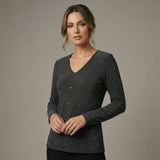 Francisca - Blusa con cuello en V y diseño de rombos