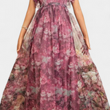 Mariana Vestido Largo Aireado de Chifón con Estampado Floral