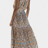 Teófila Vestido Largo con Estampado de Tesoros del Océano