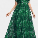 Mariana Vestido Largo Aireado de Chifón con Estampado Floral
